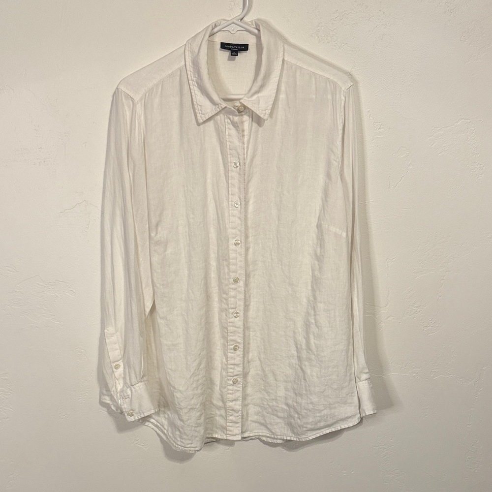 Lord & Taylor Classic White Button-Down Shirt